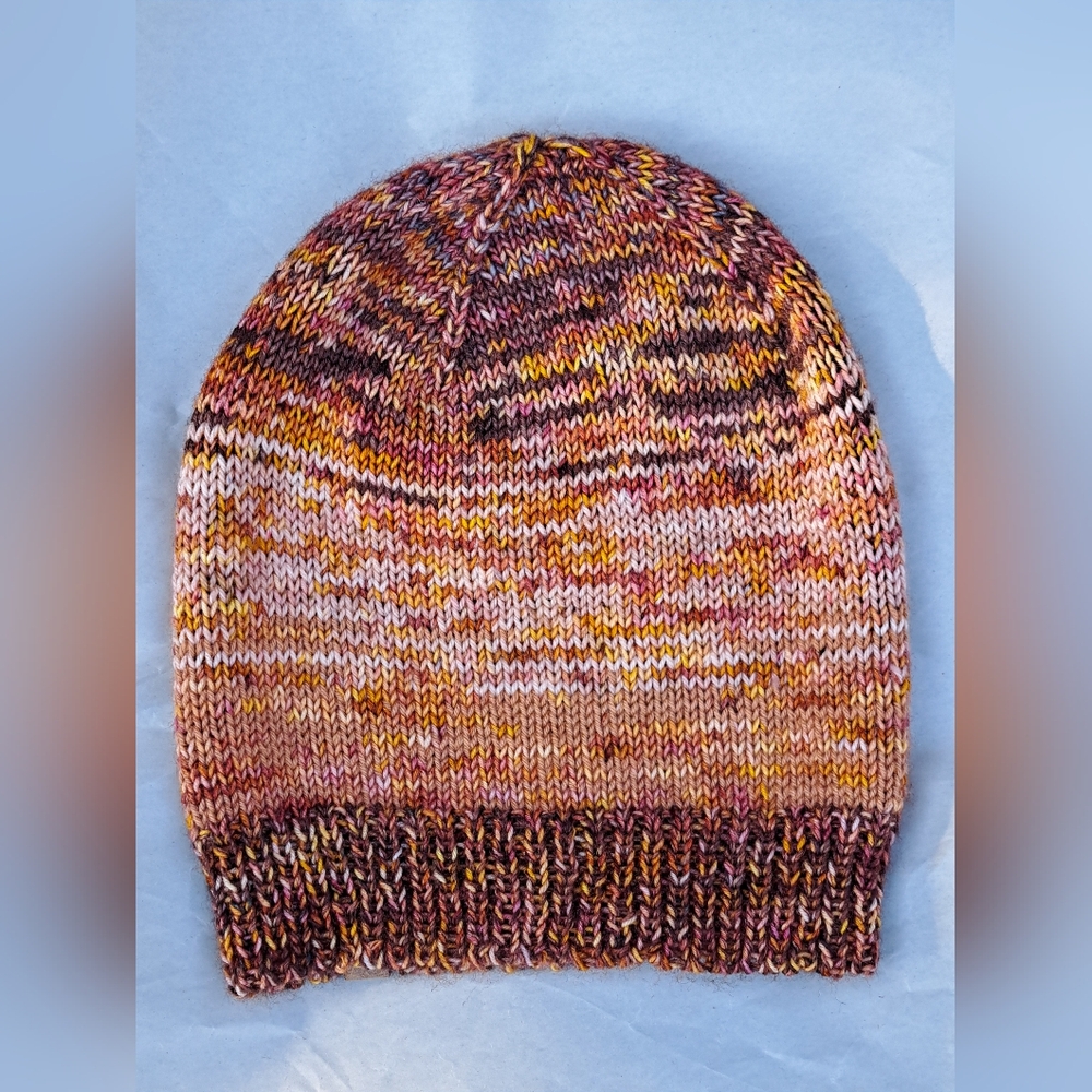 Hand Knit Beanie Hat Stocking Cap Multicolor Pattern Luxury Premium Wool Blend - Picture 3 of 10
